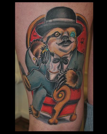 Tattoos - The tea drinking victorian sloth - 131564